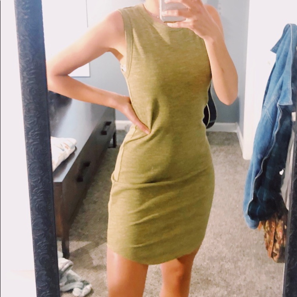 green ribbed body con dress
